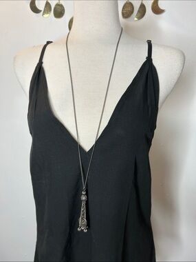 Twisted Silver Long Tassel Necklace